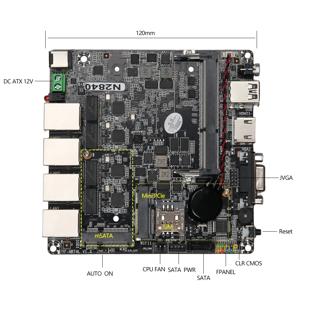 Fanless Mini PC 4 LAN Celeron J1900 N2830 Firewall Router Pfsense Windows OpenWrt Debian Industrial PC Computer Server