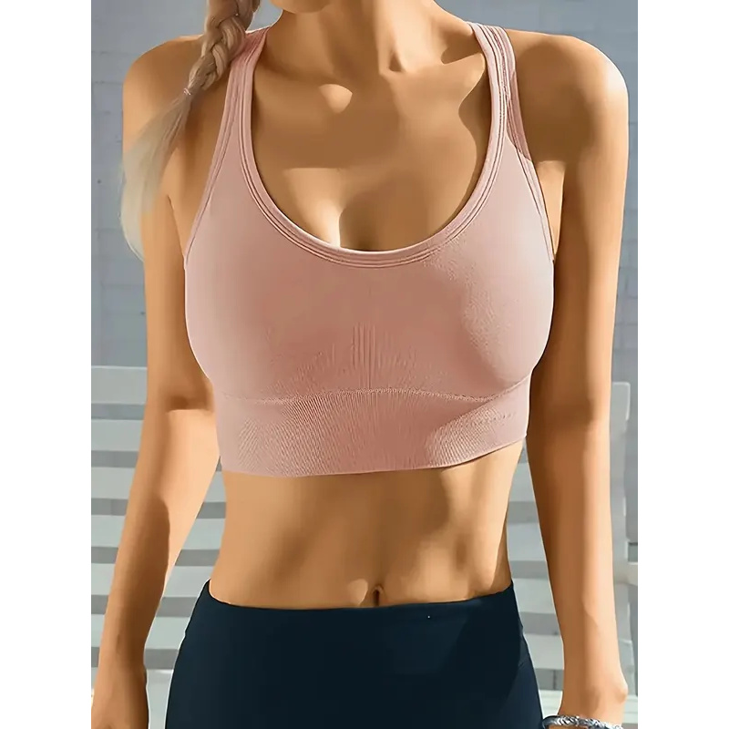 Sutiã esportivo sem costura confortável e respirável push up para ioga @ W4