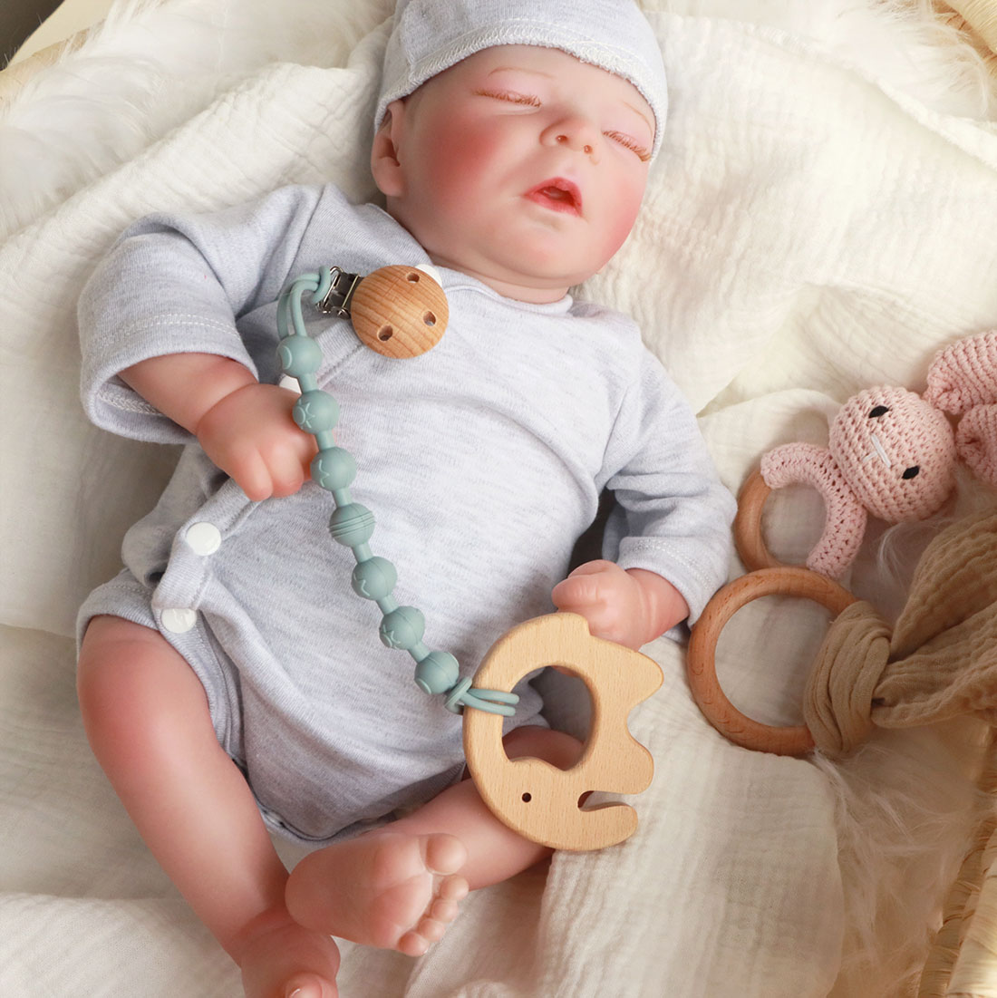 Silicone Teether Nipple holder Baby pacifier Clip chain dummy holder straps Siamese beads rope for sucking pacifiers soothing