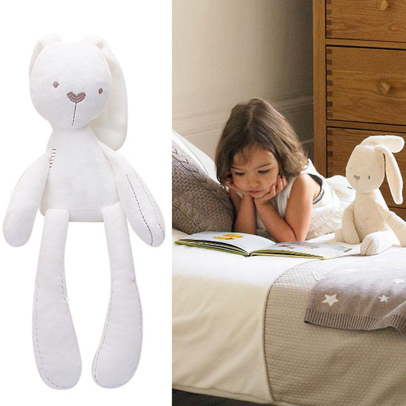 Baby Plush Rabbit Hand Puppet Soft Crib Stroller Infant Sleep Soothing Doll Mobile Pram Kids Hanging Ring Toys For Children Gift
