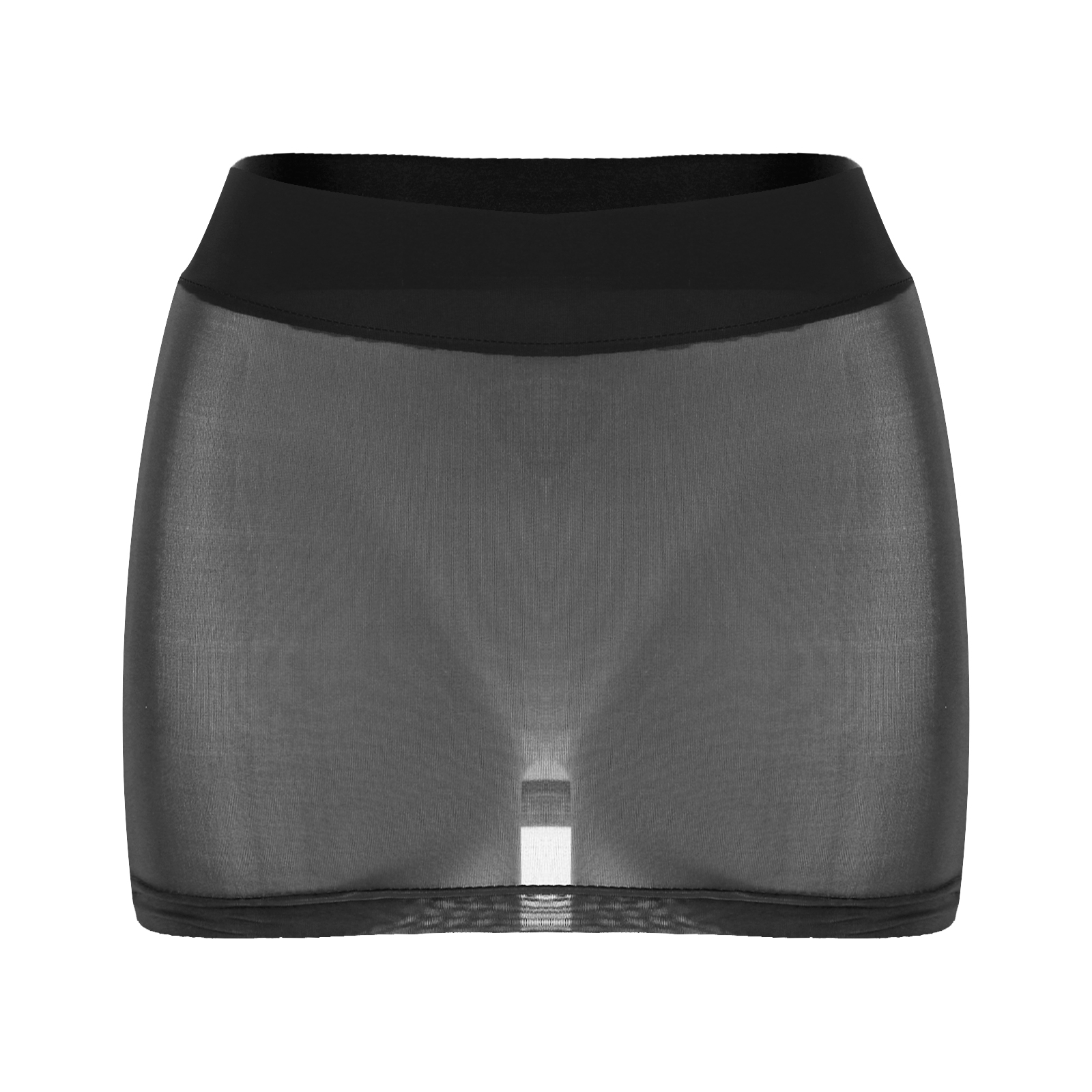 Minifalda semitransparente para mujer, ropa de playa Sexy, lencería, bloque de Color sólido/falda de tubo de tiro bajo