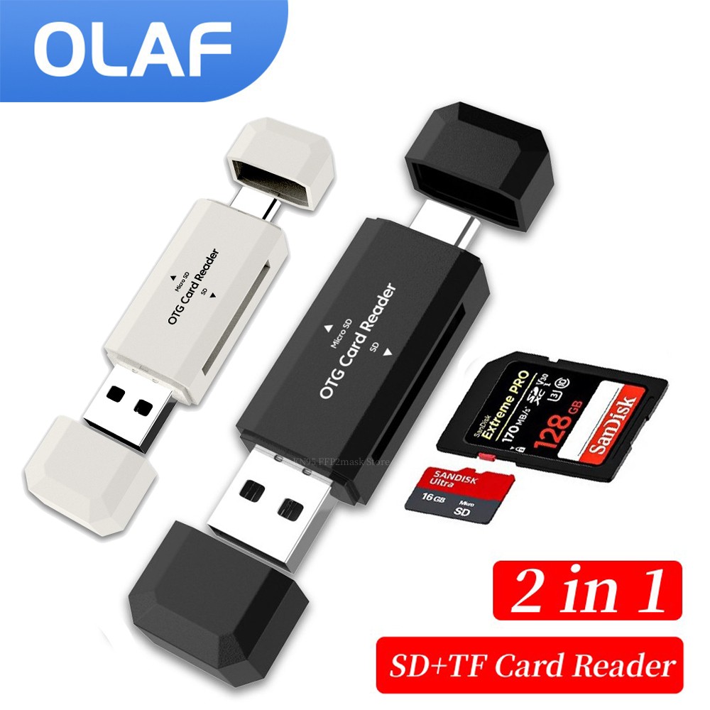Lector de tarjetas SD TF tipo C 2 en 1 lector de tarjetas USB 2,0 para PC accesorios para portátiles lector de tarjetas de memoria inteligente de alta velocidad adaptador de tarjeta SD