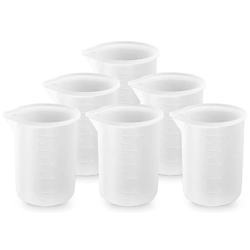 6 Stück 100 ml Silikon-Messbecher, DIY-Harz-Kleber-Werkzeugbecher für die Herstellung handgefertigter, antihaftbeschichteter Silikon-Mischbecher
