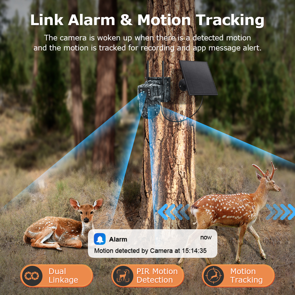 Solar Camera Outdoor 12MP 6K Dual Screen WIFI / 4G SIM Monitor IP66 PIR Human Detection Security Camera Camouflage Forest Ubox