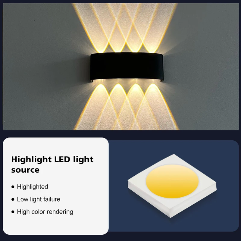 Lên Xuống Đèn LED Dán Tường Chống Nước IP65 Nhôm Bên Trong Đèn Cho Phòng Ngủ Phòng Khách Hành Lang Trong Nhà Chiếu Sáng Ngoài Trời
