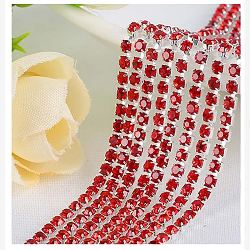 1 Thước/Cái 30 Màu SS6-SS16 Kính Pha Lê Dây Chuyền Bạc Đáy May Trên Cốc Dây Chuyền Cho Diy May túi Đồ Dùng Trang Trí