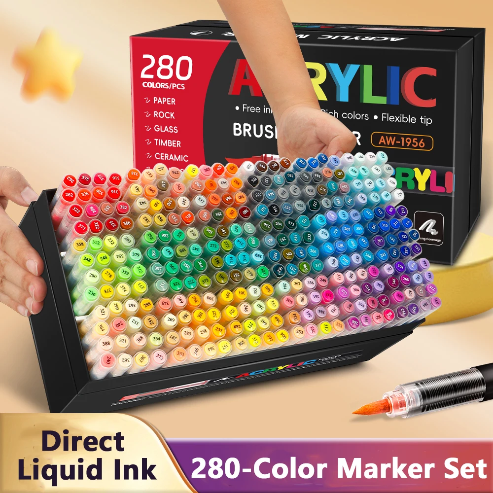 120/168/240/280 Colors Art Markers Large Color Systems Soft Brush Tip For Beginners For Painting DIY Stone Art School Supplies