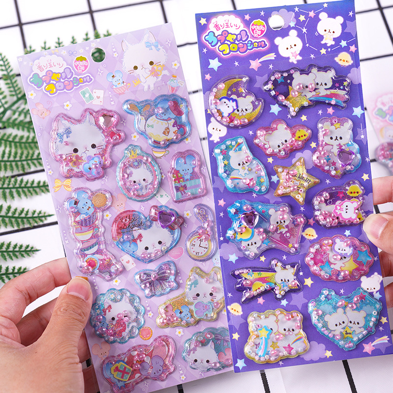 Kawaii Kaninchen Kleine Perle Dekorative 3D Aufkleber Scrapbooking Diy Journaling Nette Schreibwaren Tagebuch Aufkleber Ablum Preise Geschenk