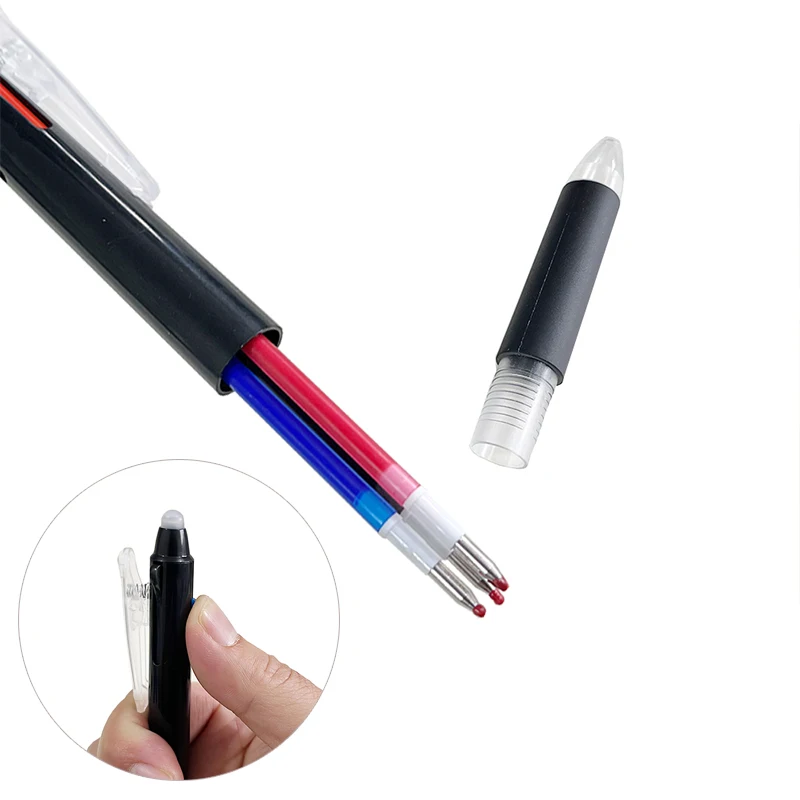 Creative 3 in 1 ปากกาหลากสี 0.5 มม.Erasable GEL ปากกาชุดหมึกเมจิก 3 สีเติมล้างทําความสะอาดได้ Handle สํานักงานเครื่องเขียนโรงเรียน