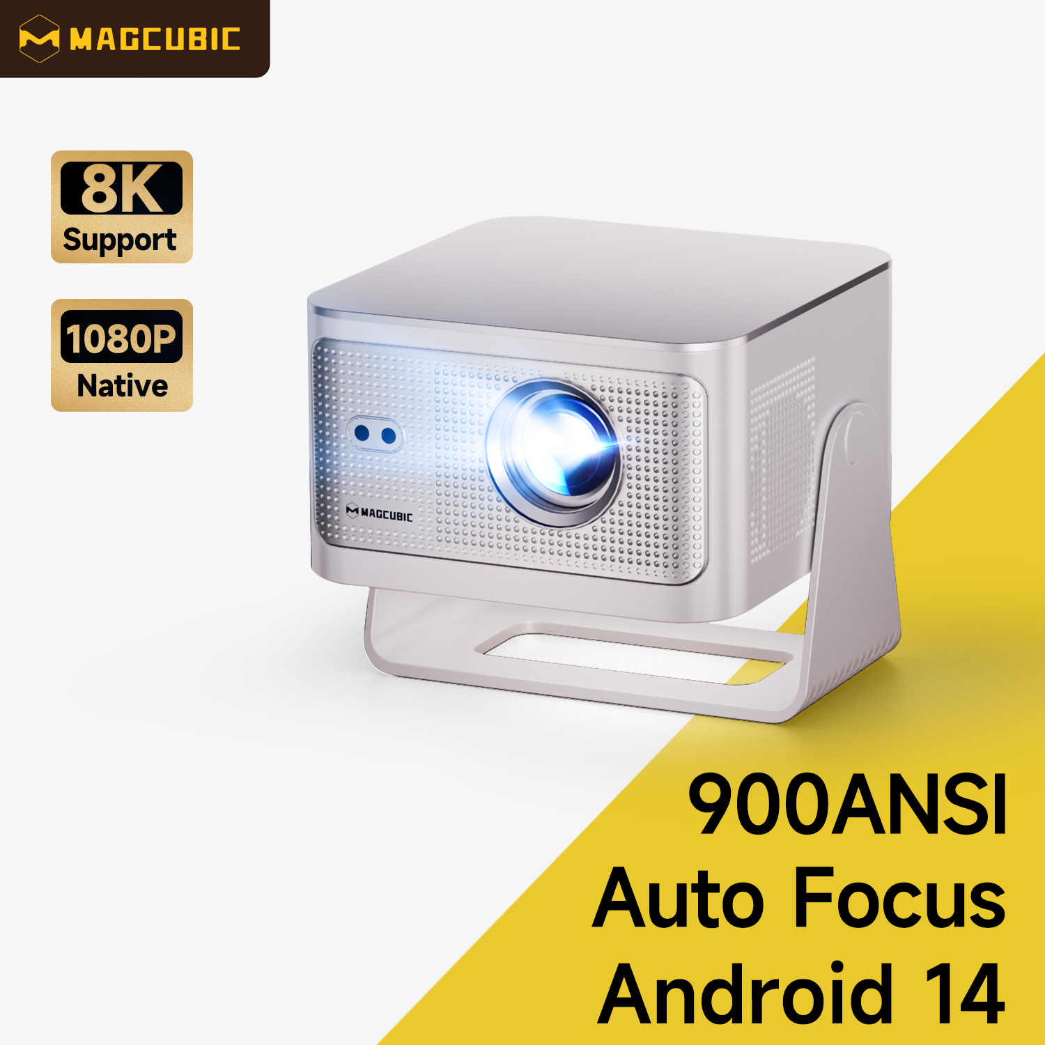 Magcubic Auto Focus Android14 4K Projector 900ANSI 8K Native 1080P HY350Max With Wifi6 BT5.4 16G Allwinner H726 Portable Outdoor