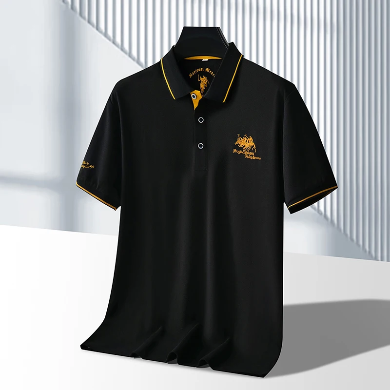 Polo à manches courtes brodé pour hommes, décontracté, couleur unie, à la mode, respirant, confortable, haut polyvalent d'été