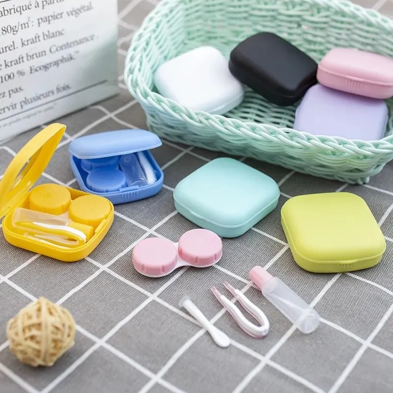 1pcs 새로운 패션 휴대용 미니 뷰티 아이 박스 콘택트 렌즈 동반자 상자 렌즈 상자 케어 상자 마카롱 스타일