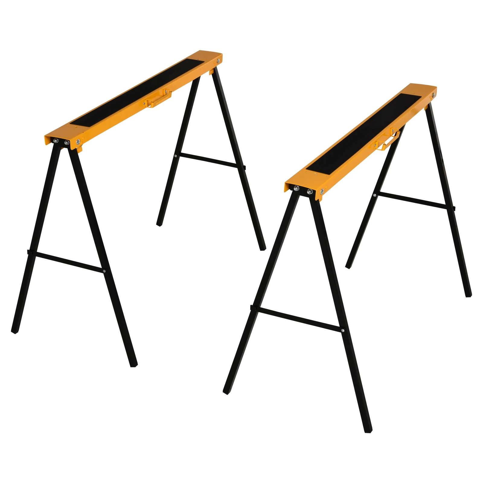 HOMCOM Set Of 2 Folding Saw Horses Steel Frame w/ Anti-Slip Platform Handle DIY