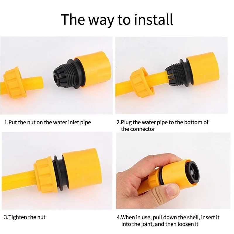 ชุดข้อต่อสายยางแบบเร็ว 6 ชิ้น ทำจากพลาสติก ABS ขนาด 1/2 นิ้ว แบบสองหัวตัวผู้ สำหรับต่อสายยางและท่อ