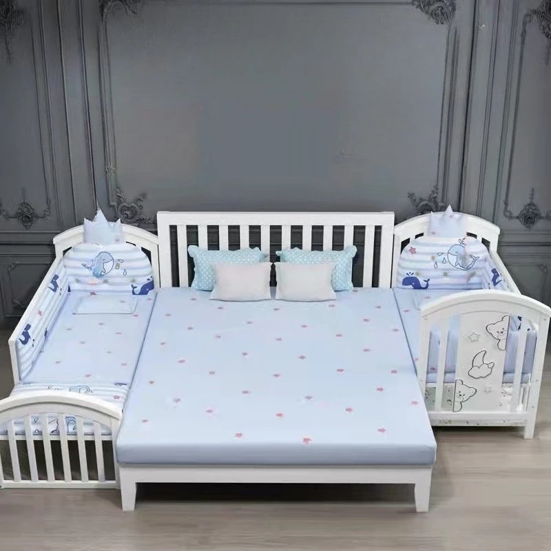2025Nieuw massief houten babybedje Beweegbaar splitsbed Multifunctioneel babyschommelbed Verstelbare vangrailhoogte met klamboe