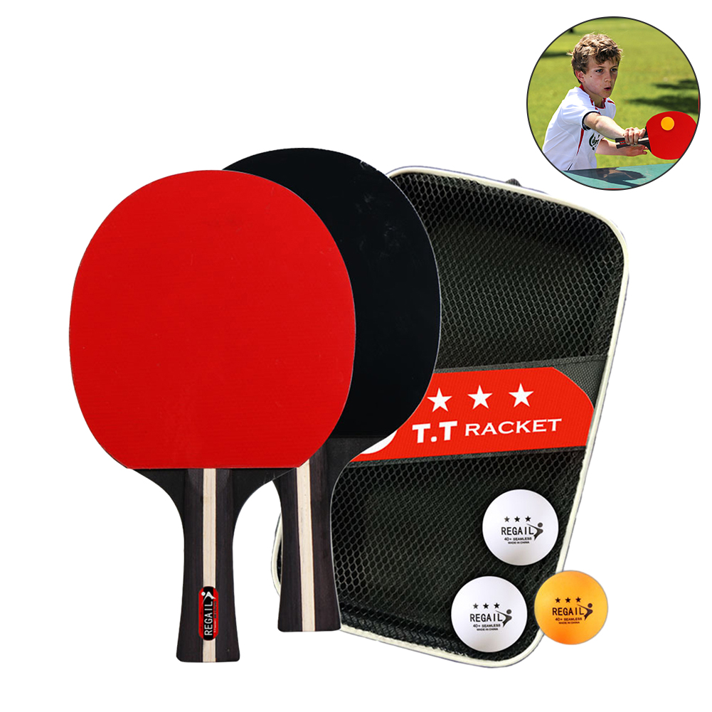 Raquete De Tênis De Mesa com Saco, 2 Raquetes e 3 Bolas, Pás, Ping Pong Paddle Profissional, Jogo De Treinamento Para Iniciantes