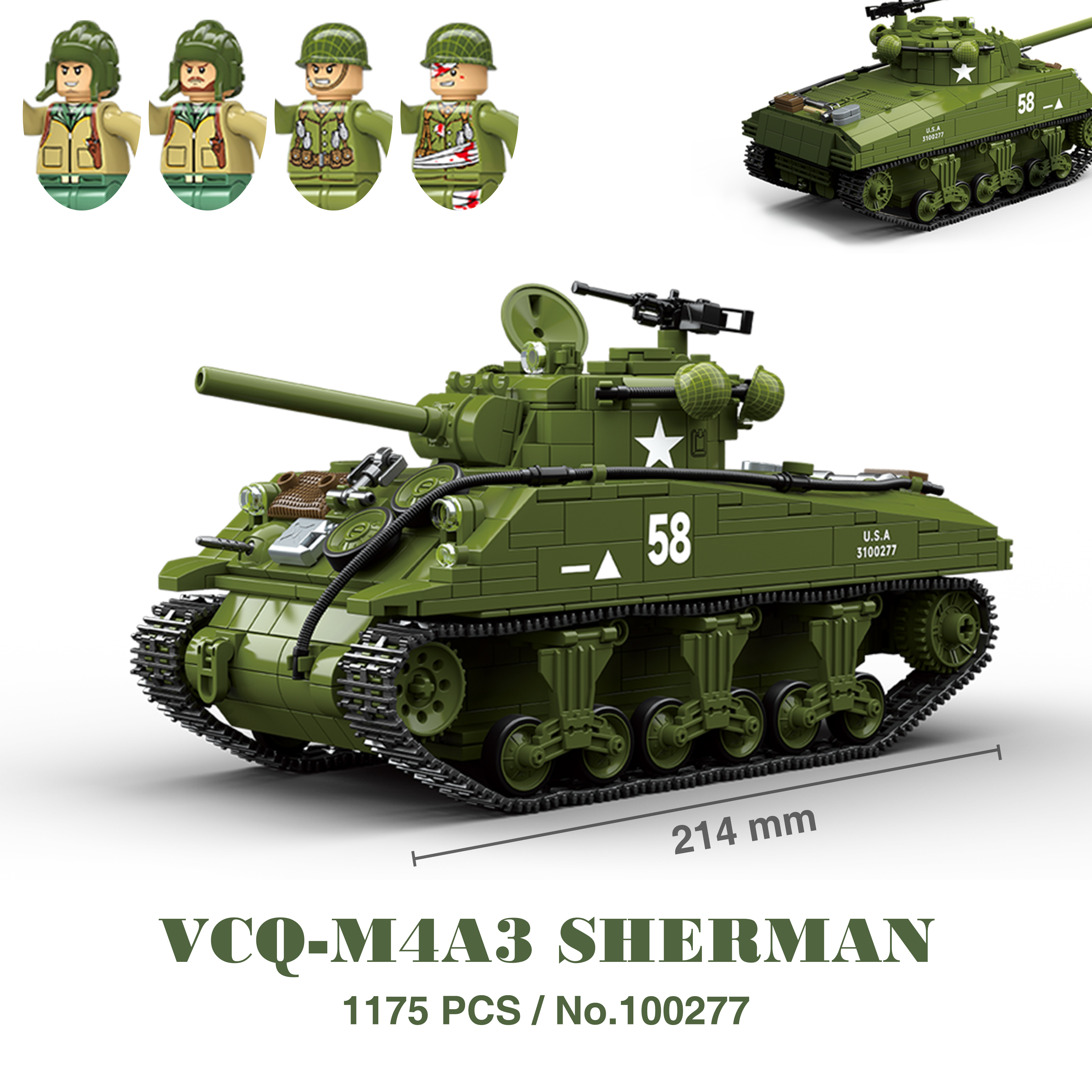 KV2 PanzerVI Sherman tanques militares Ejército de EE. UU. Quan Guan WW2 arma de guerra soldado figura modelo bloque de construcción ladrillo chico juguetes para niños