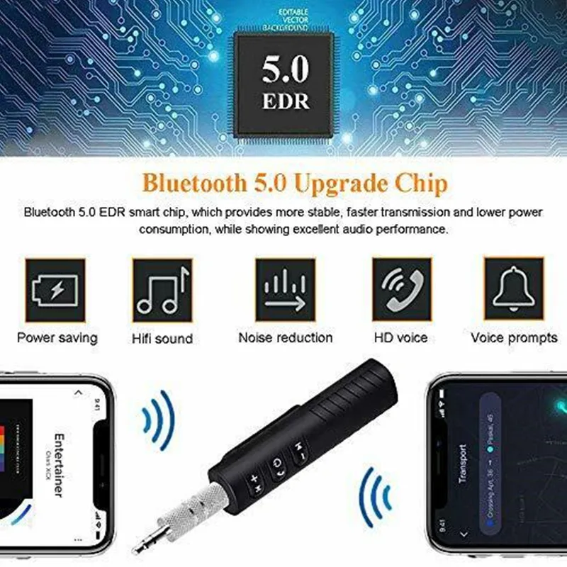 Không Dây Bluetooth 5.0 Bộ Thu Tín Hiệu Jack Cắm 3.5Mm Cho Xe Hơi Âm Nhạc Âm Thanh Aux A2dp Tai Nghe Reciever Tay Nghe