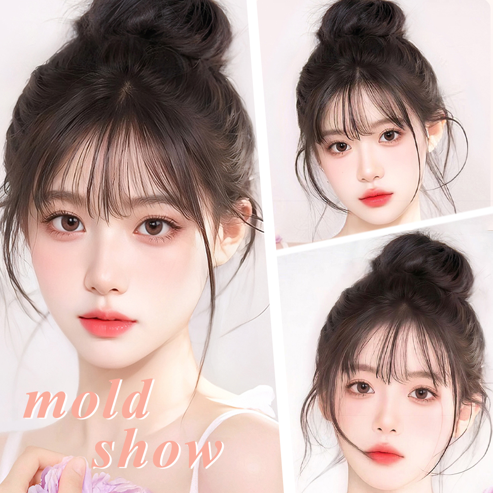 女性のための自然な茶色のそわくちゃのフリンジのヘアクリップ、ヘアピース、100% 人間の髪の毛、air bang