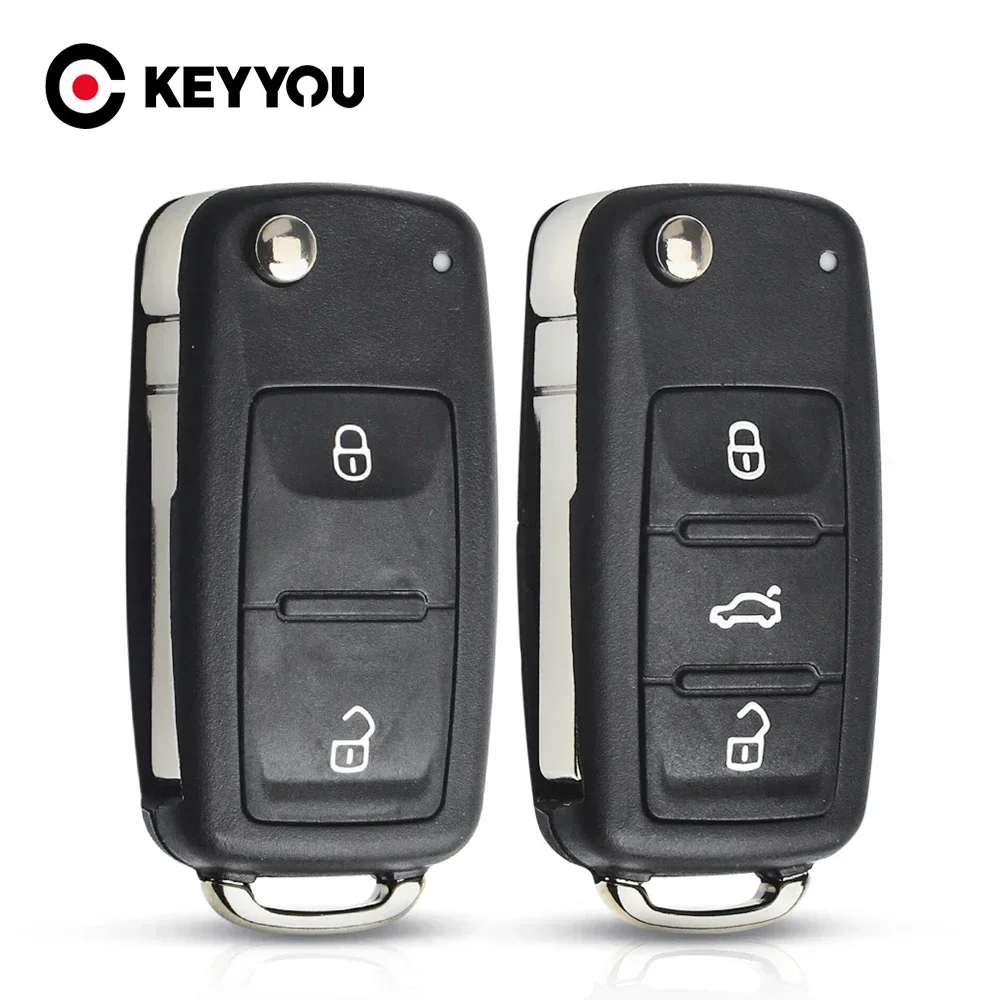 Keyyou flip remoto dobrável chave escudo caso para vw volkswagen tiguan golf sagitar polo mk6
