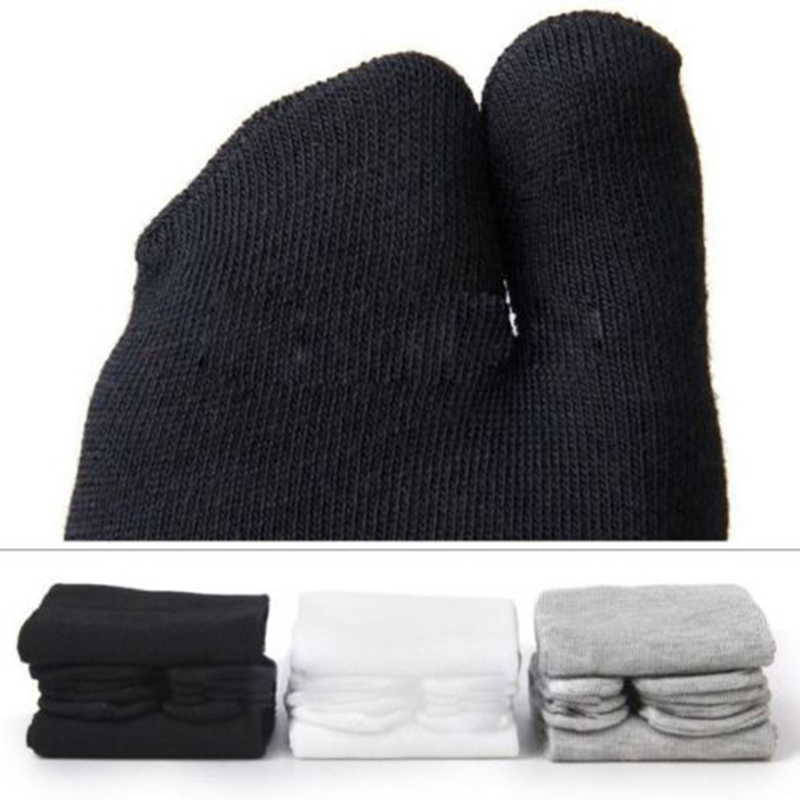 Calcetines japoneses de bambú para hombres y mujeres, calcetines de dos dedos de fibra de verano, chanclas tipo kimono negro, sandalias divididas Ninjia, punta Tabi blanca