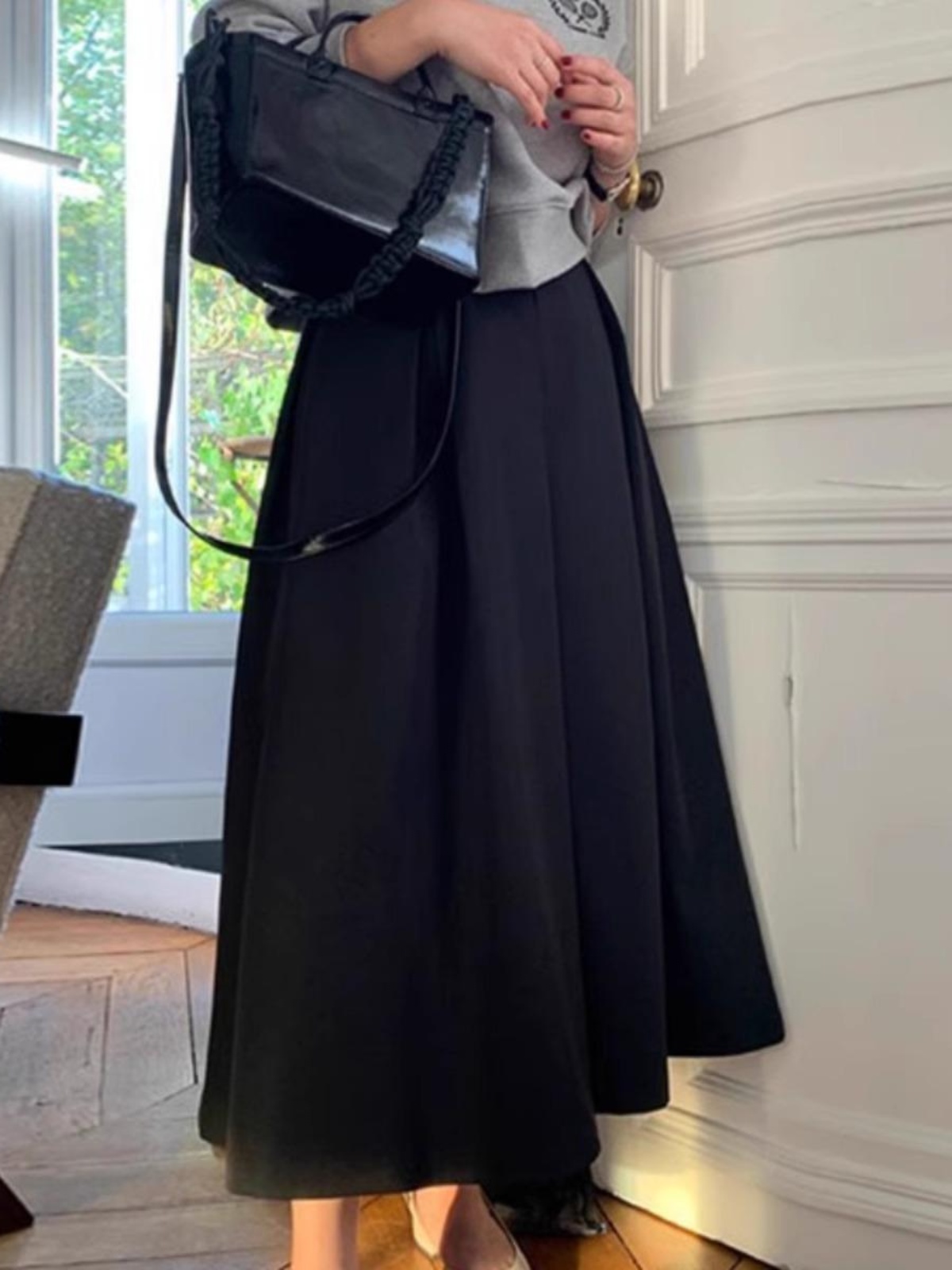 슬림한 스타일의 반신 스커트 하이웨이스트 A라인 중간 길이 슬림한 스타일의 봄가을 스타일의 웨딩 드레스 슬림한 스타일의 반신 스커트