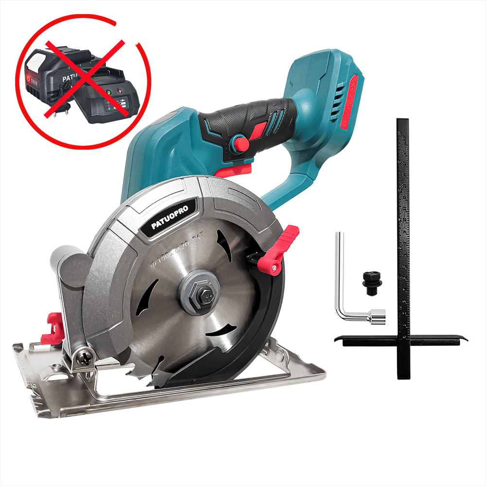 PATUOPRO 6-дюймовая бесщеточная циркулярная пила, ручная домашняя беспроводная электрическая пила с регулируемым углом для батареи Makita 18 В (без батареи)
