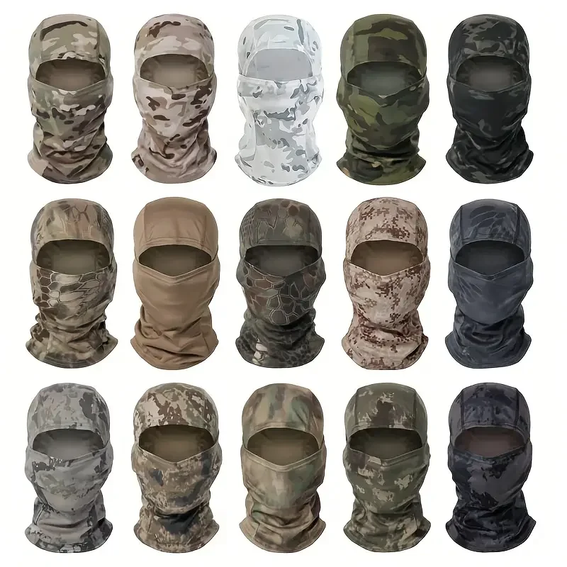 Passamontagna mimetico Cappello Ciclismo Maschera a pieno facciale Sport all'aria aperta Caccia Escursionismo Maschera da sci Casco da motociclista Berretto interno