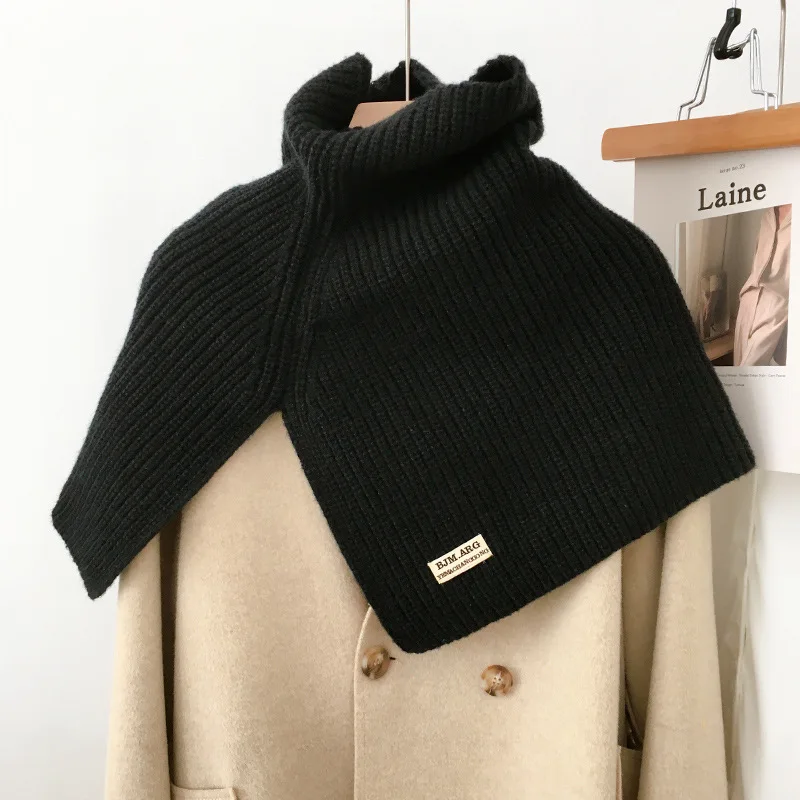 Nueva bufanda de cuello alto dividida para mujeres niñas estudiantes Otoño Invierno pañuelo tejido de Color sólido bufandas suaves chales envolventes para el cuello