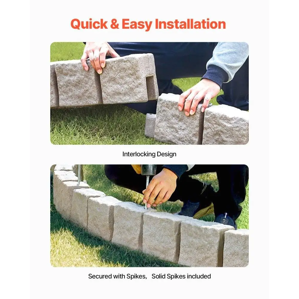Fake Stone Lawn Edging Border Fade Resistant No Dig Landscape Edging 46.8x3.9 in Garden Decor