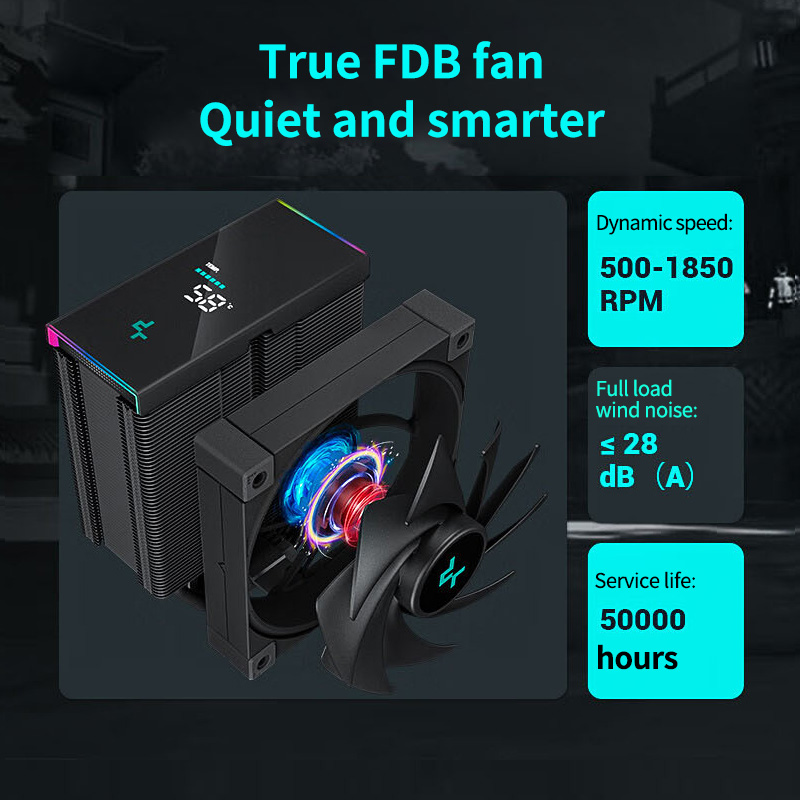 DeepCool AK500S CPU Cooler ดิจิตอลจอแสดงผล 5 ท่อความร้อน TDP 240W หม้อน้ํา 120 มม.FDB เงียบ CPU Air-Cooler ฮีทซิงค์