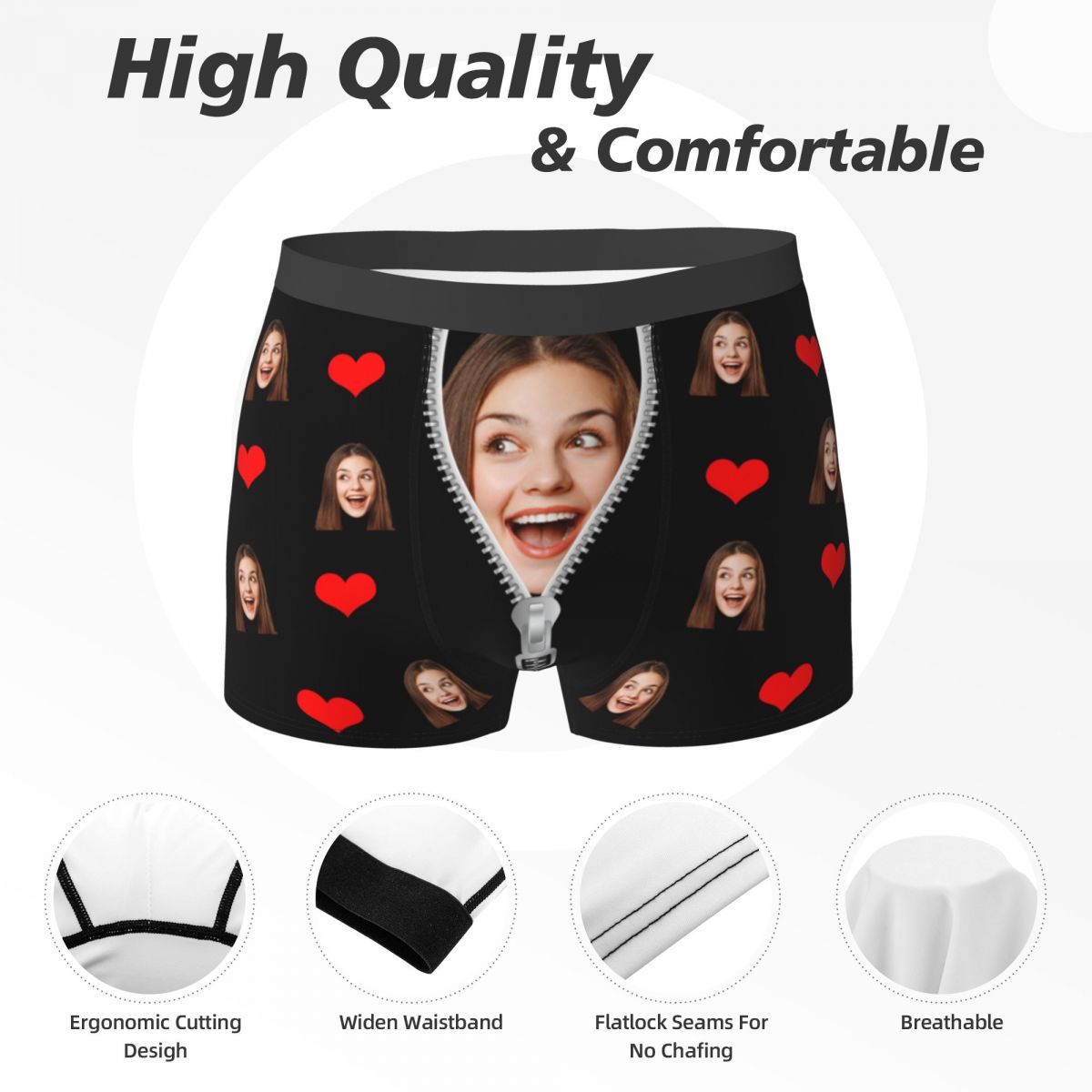 Roupa íntima personalizada para homens, cuecas boxers personalizadas com presentes faciais para namorado e marido, presente de dia dos namorados de Halloween