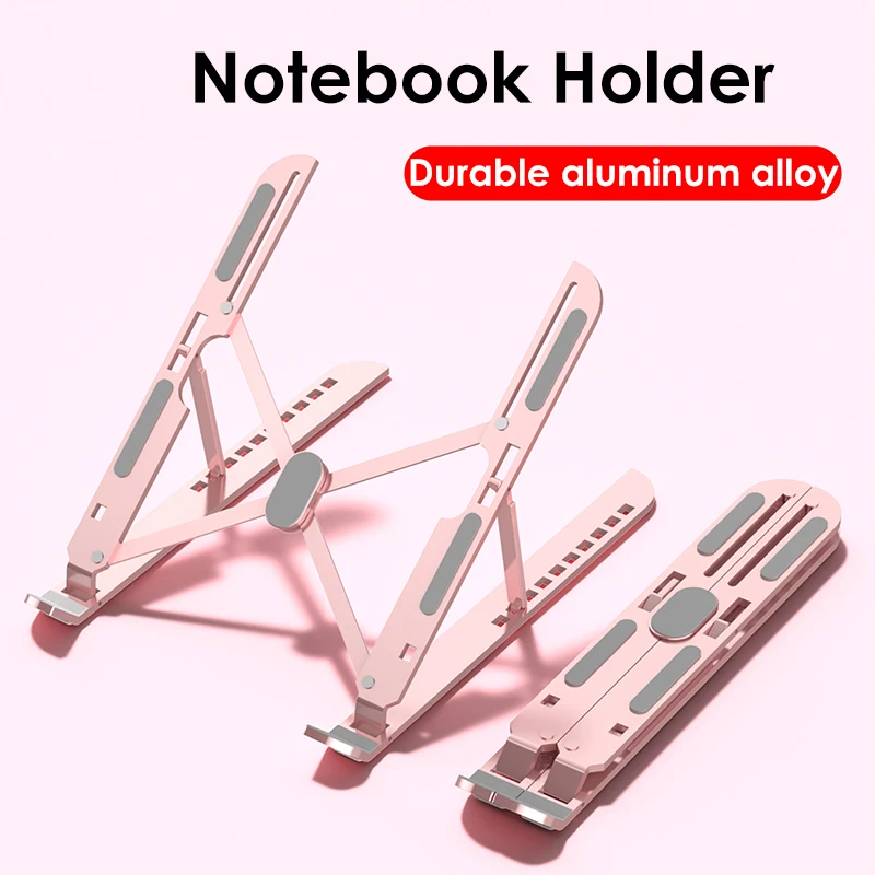 Soporte ajustable para ordenador portátil, Base plegable de aleación de aluminio para portátil, soporte de refrigeración antideslizante para portátil