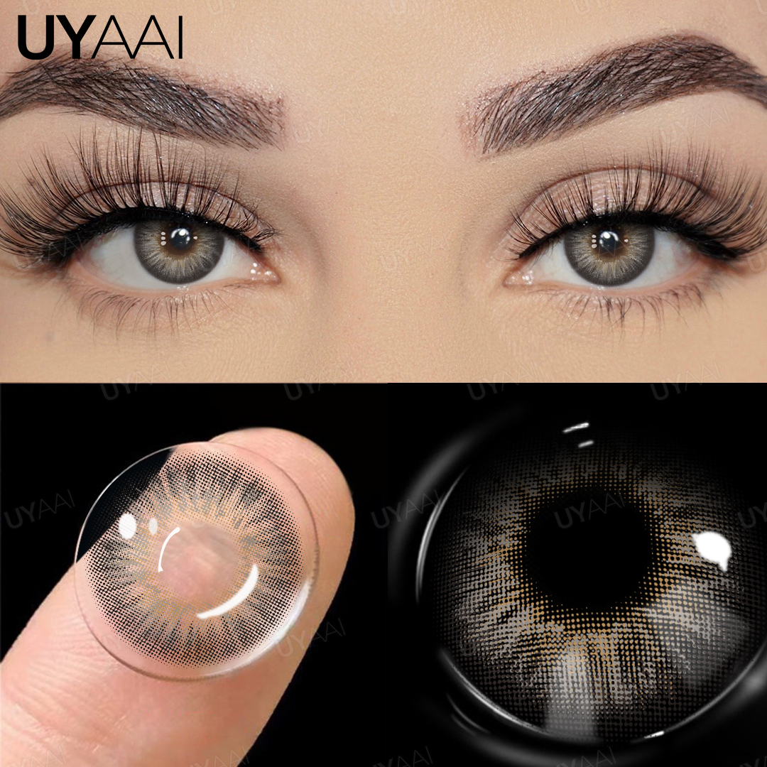 UYAAI 1 ペアブラウンナチュラルカラーアイレンズグレーファッションレンズブルーアイレンズグリーン高品質化粧品カラーコンタクト