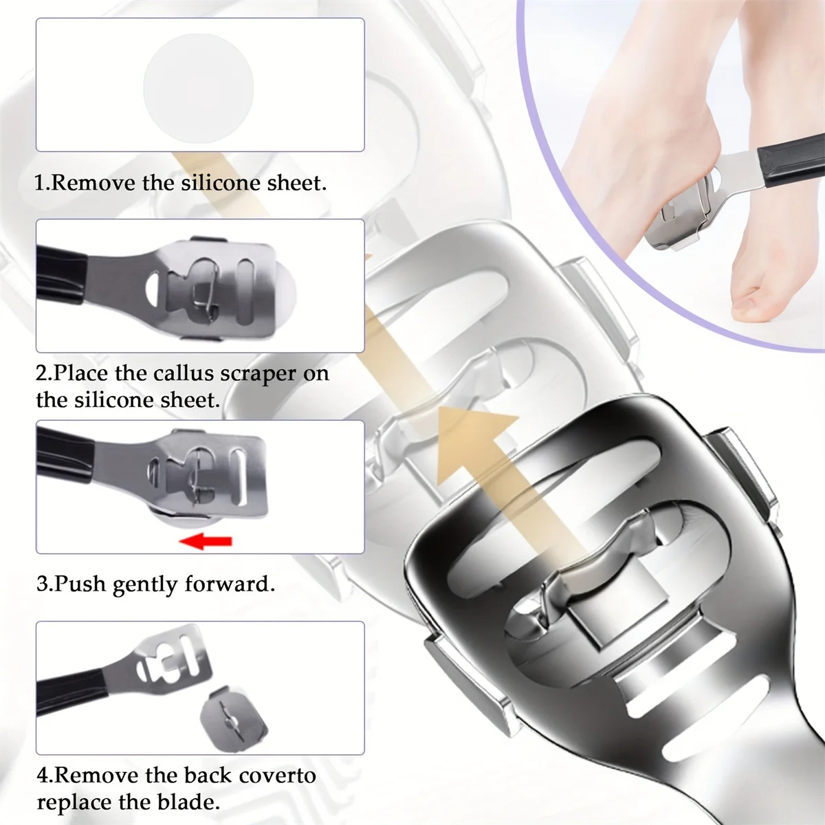 8/10 pçs conjunto de pedicure peeling e esfoliante calos pé esfregando escova de aço inoxidável dupla face cuidados com os pés pedal pedra