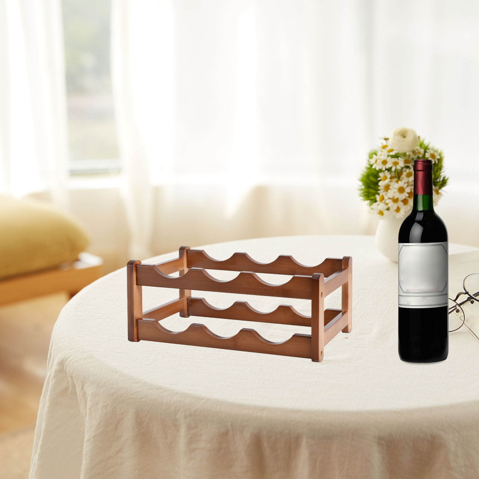 Wood Wine Rack Smooth Surface Decoration Thicken Material Red Wine Display for Bar Dining Room Living Room Household Home