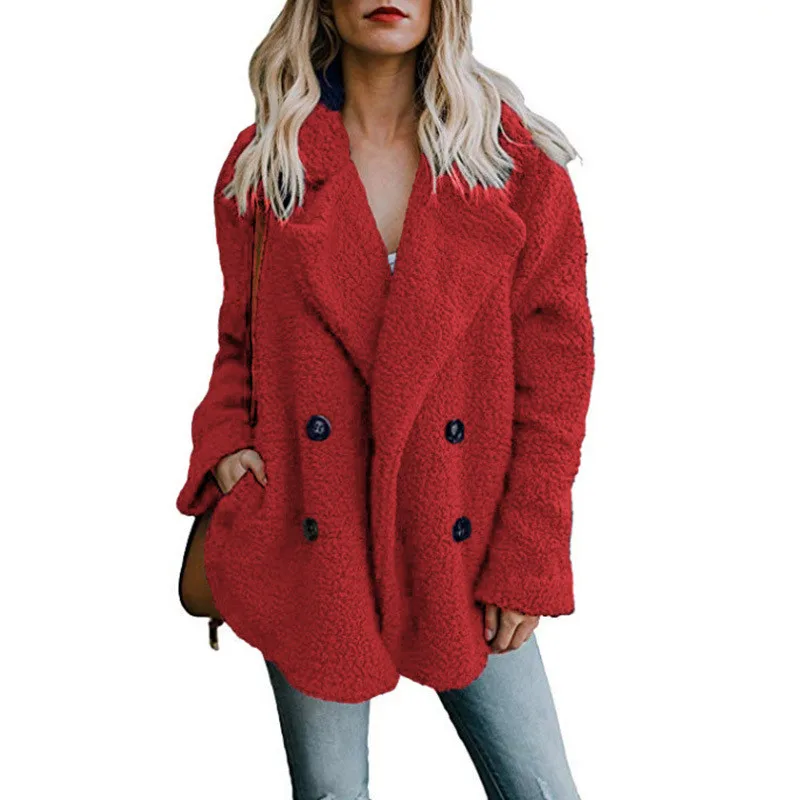 ฤดูใบไม้ร่วงฤดูหนาวผู้หญิงอบอุ่นเสื้อขนสัตว์ Faux Plush Coat ประดิษฐ์ขนแกะเสื้อแจ็คเก็ตหญิงหนาขนสัตว์เสื้อผ้า