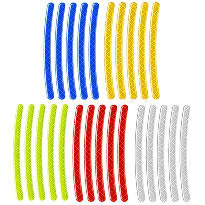 20Pcs Car Motorcycle Wheel Reflective Strips Colorful Hub Stickers Car Styling Decal Sticker Auto Moto Decor Decals Accessories