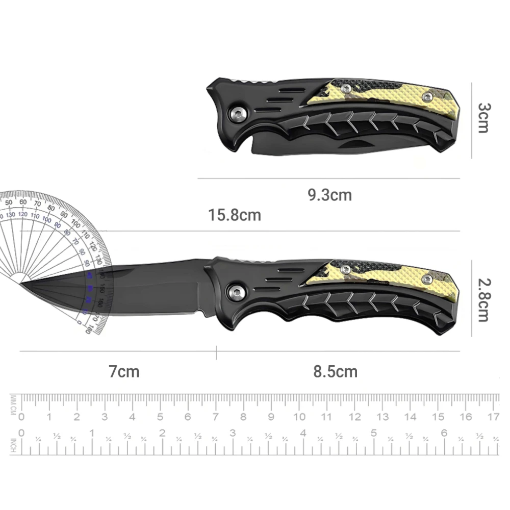 Cuchillo de bolsillo plegable fino de acero inoxidable con herramienta de utilidad multifuncional de borde afilado para acampar, barbacoa y supervivencia al aire libre