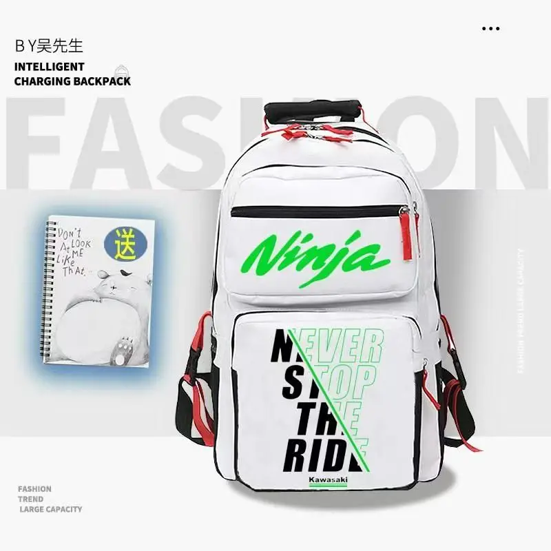 Bolso de hombro para motocicleta Kawasaki para hombres, mujeres, adolescentes y estudiantes, mochila informal de gran capacidad, ww