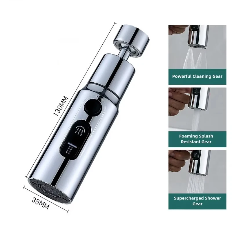 3 modi Keukenkraanverlenger Stimulerende spatpreventie 360 °   Draaibare kraan Water Saver Home Uitgebreide douchesproeifilter