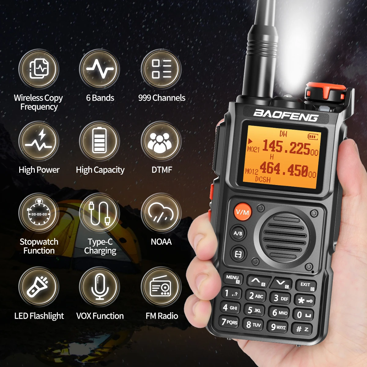 Baofeng UV-K6 Air Band Walkie Talkie Drahtlose Kopierfrequenz Multiband Typ-C Tragbares UHF VHF Long Rang UV5R Zweiweg-Amateurfunkgerät