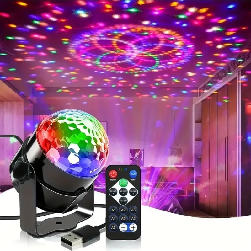 Music Sync LED-podiumdisco-licht met afstandsbediening Kerstsfeer Roterende bollamp voor Party Home KTV DJ Bar Kerstmis