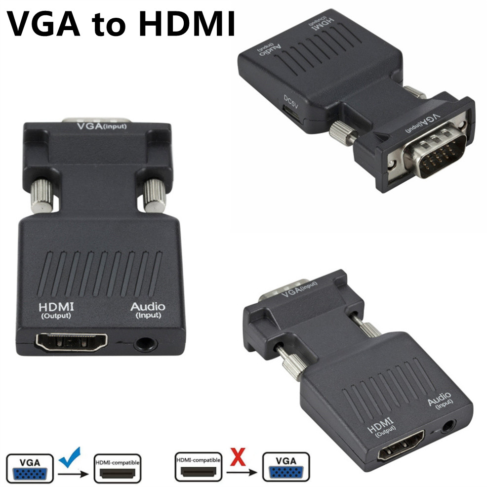 LccKaa VGA Sang HDMI-Tương Thích Bộ Chuyển Đổi 1080P HDMI Sang VGA Dành Cho Máy Tính Xách Tay Máy Tính Để HDTV Máy Chiếu âm Thanh Video