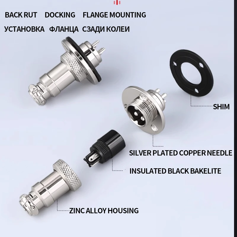 Connector GX16 small metal aviation socket 2/3/4/5/6/7pin electric cable terminal fixed type and butt mobile type Female&male