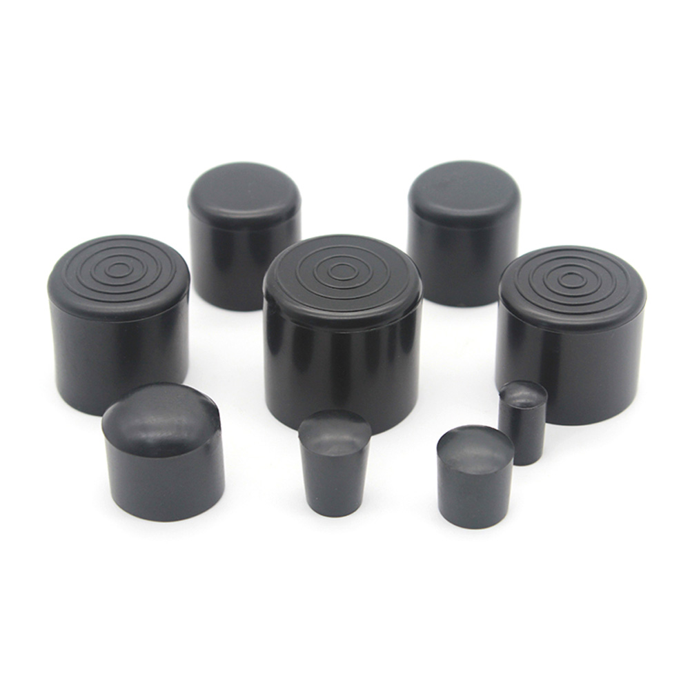 4 個黒ラウンドゴム椅子脚キャップテーブル家具の足パイプチューブエンドカバー靴下プラグ床保護パッド 6 8 10 12-63 ミリメートル