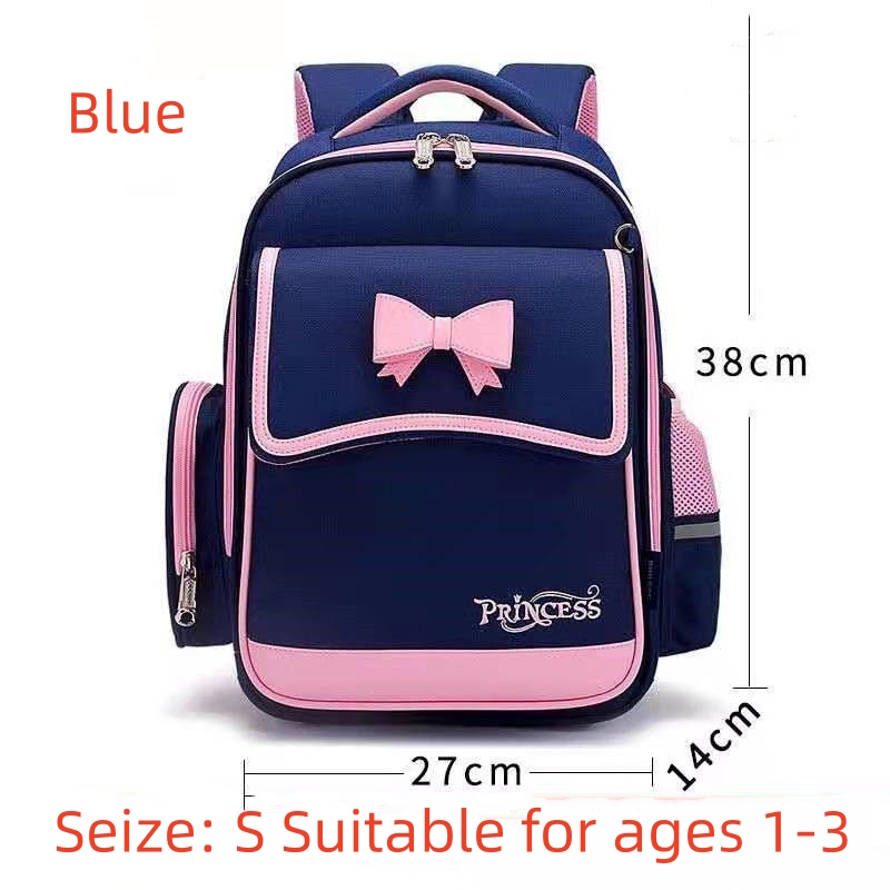 Schoolbag Bowknot Printed Decoration Girls Lightweight Comfortable Schoolbag Waterproof Wear-resistant Oxford Cloth Material Eng