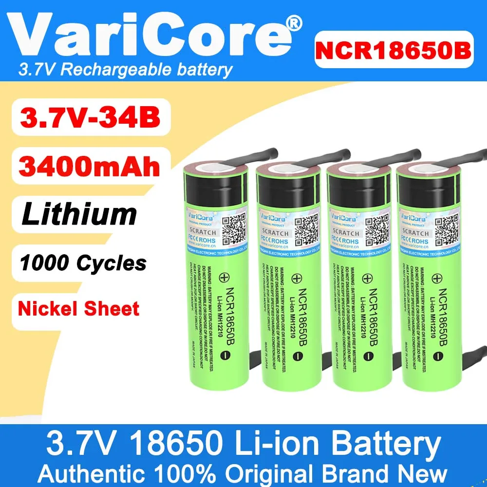 VariCore новый оригинальный 18650 NCR18650B литий-ионный аккумулятор 3,7 В 3400 мАч аккумуляторы DIY никелевый лист