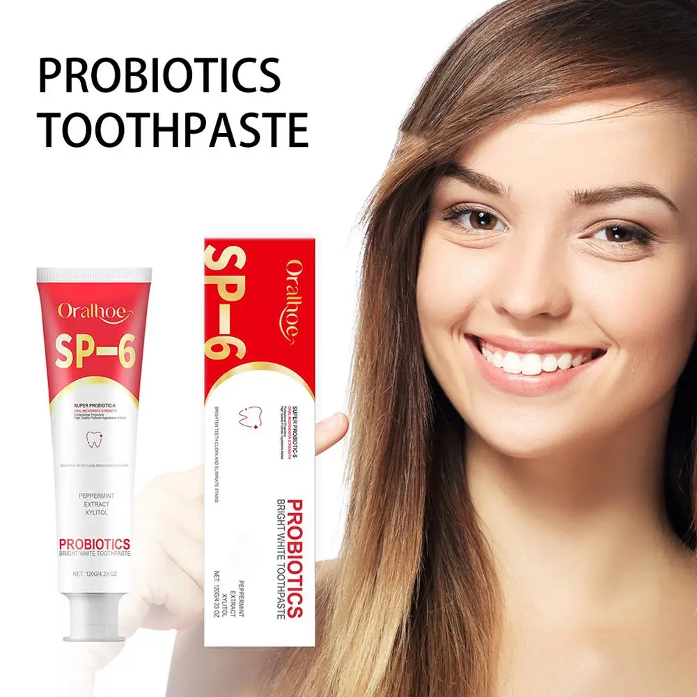 SP-6 Probiotici Dentifricio schiarente Macchie di denti bianchi Macchie di fumo Alito di aminoacidi Dentifricio orale fresco 100g/120g