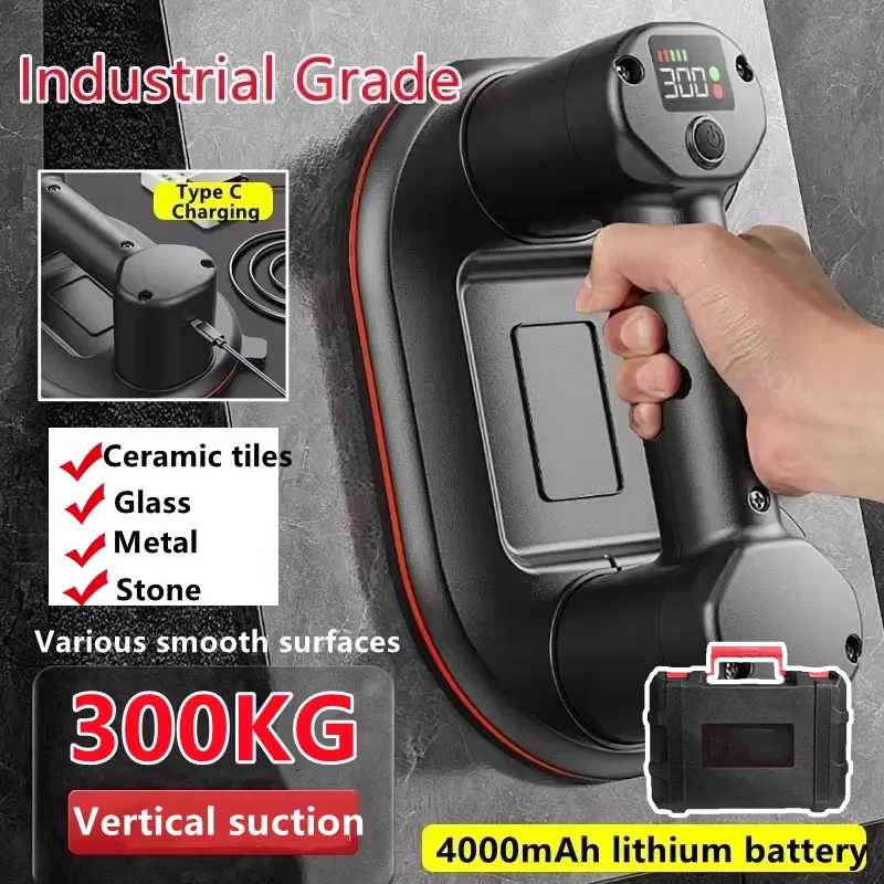 300KG Load Large Electric Vacuum Suction Cup Display Heavy-Duty Hand-held Strong Suckers Air Pump Granite Glass Tile Lifter